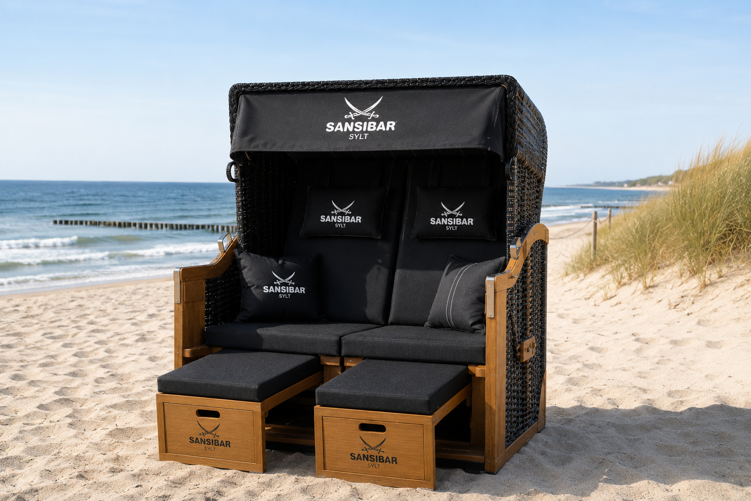 Gebrandeter Strandkorb als Partnerfläche